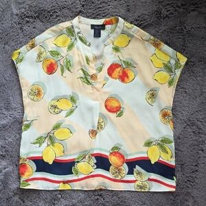 RACHEL Rachel Roy Citrus Print Blouse Light Tuscan Greece Medium